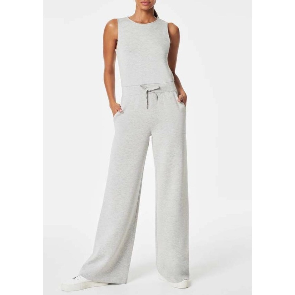 Spanx AirEssentials Sleeveless Wide Leg Jumpsuit in Light Grey Heather sz XS